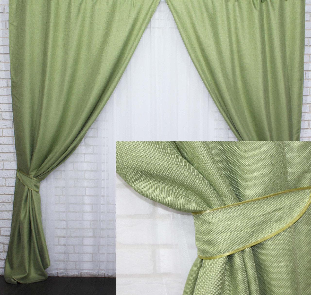 

Комплект світлонепроникних штор Chtextil колекція блекаут "Льон Мешковина", колір салатовий. код 320ш 1м