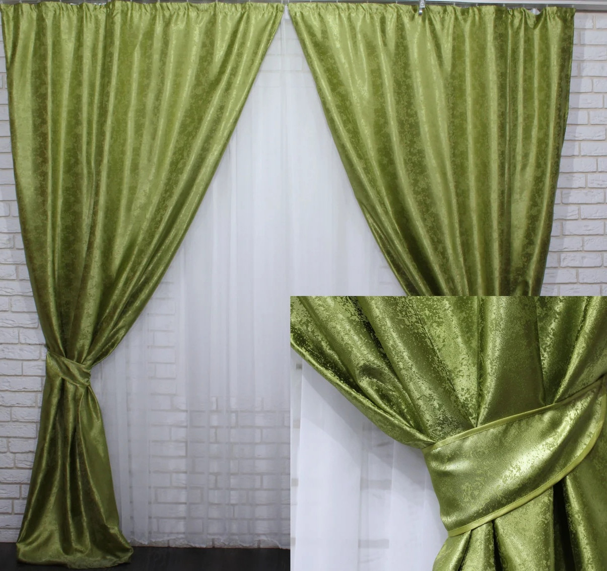 

Комплект жаккардовых штор Chtextil Оливковый