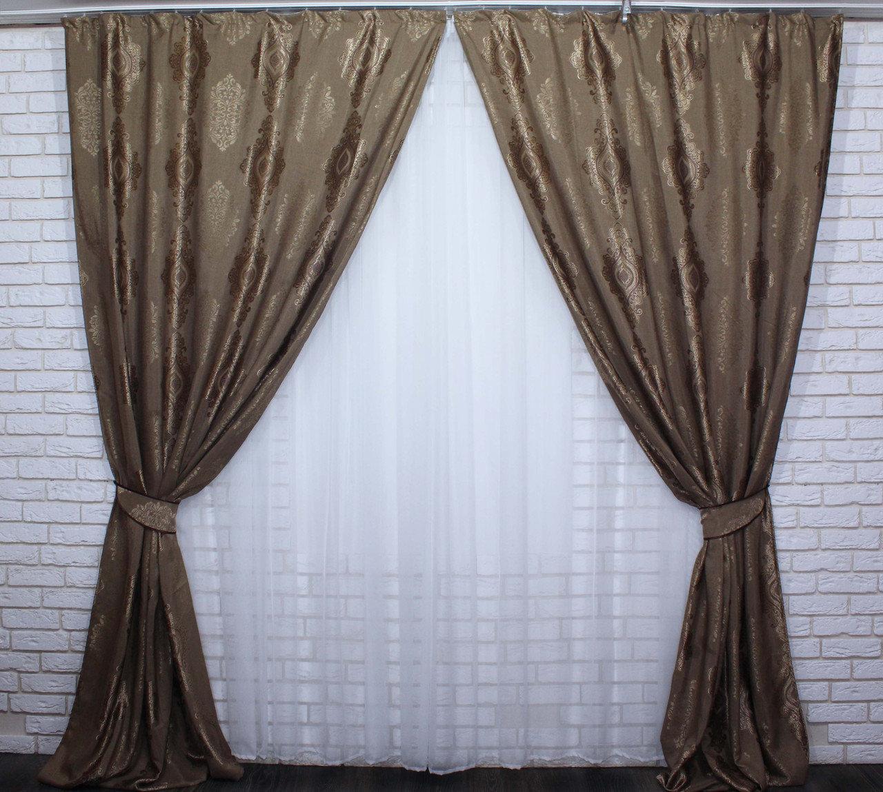

Комплект жаккардовых штор Chtextil Темно-коричневый