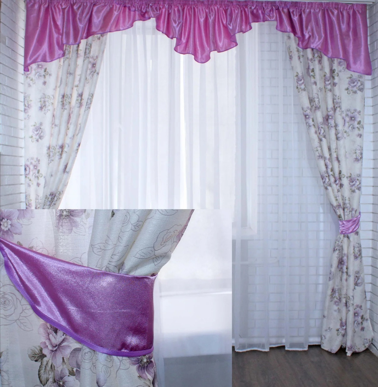 

Ламбрекен з шторами Chtextil "Маргарита" на карниз 3м.