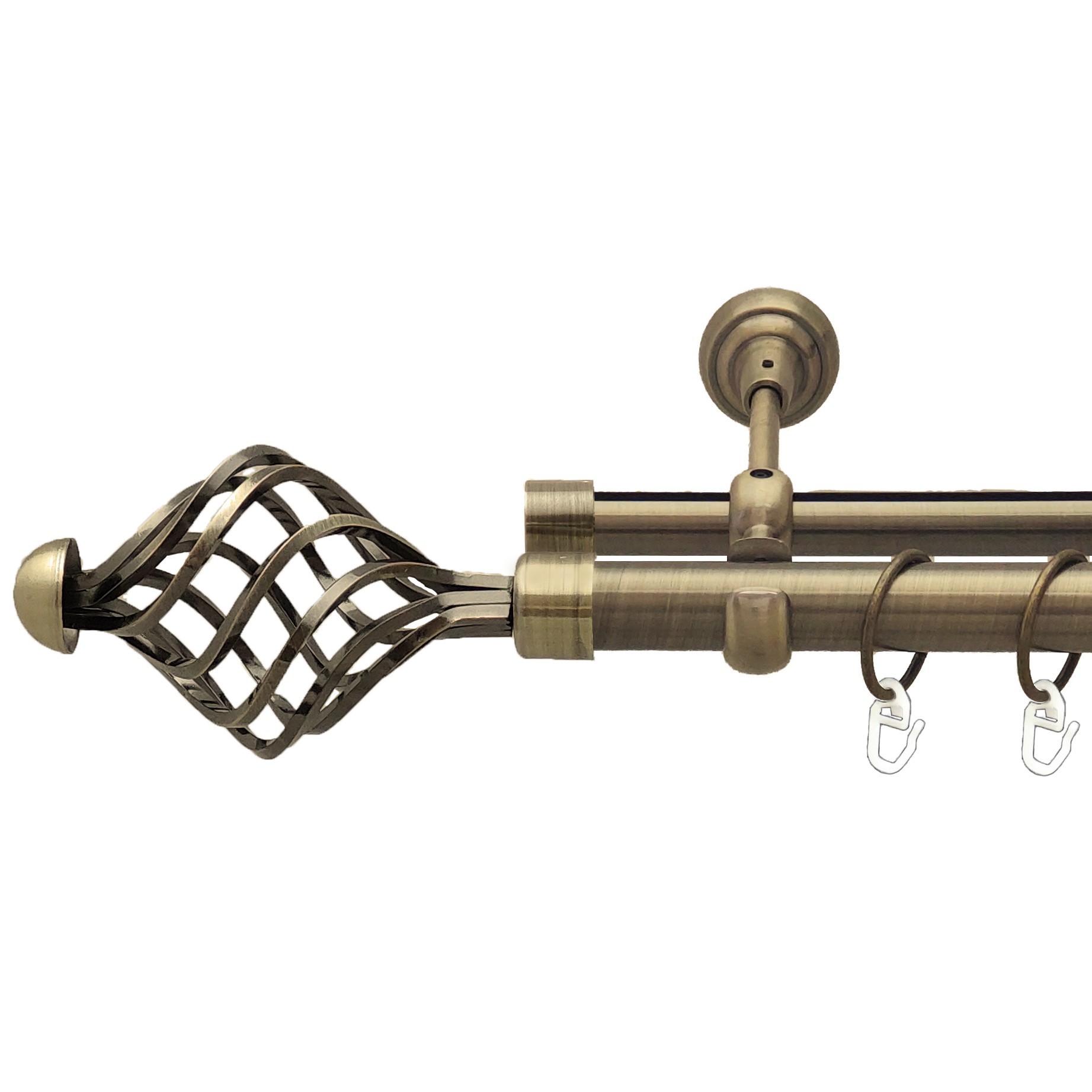 

Карниз Orvit Арезо металевий дворядний опозитний гладка \ профільна труба кільце металеве Антик 25\19 мм 300 см