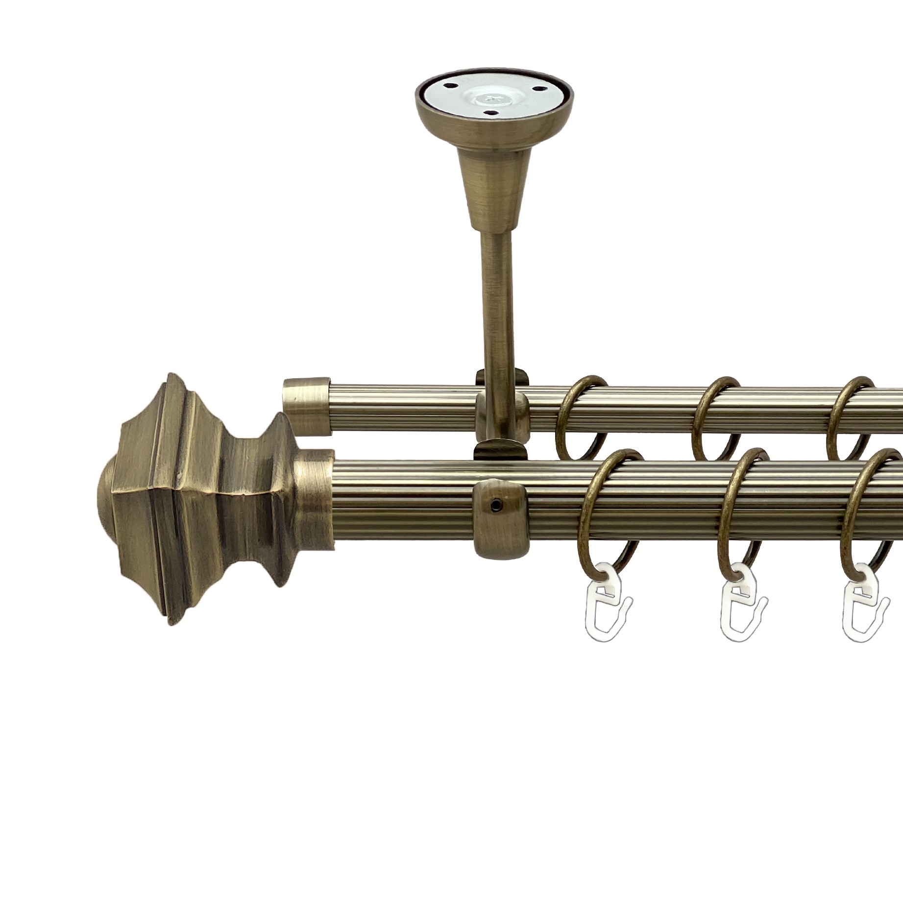 

Карниз Orvit Борджеза металевий дворядний відкритий до стелі рифлена труба кільце металеве Антик 25\16 мм 160 см (00-00018717)