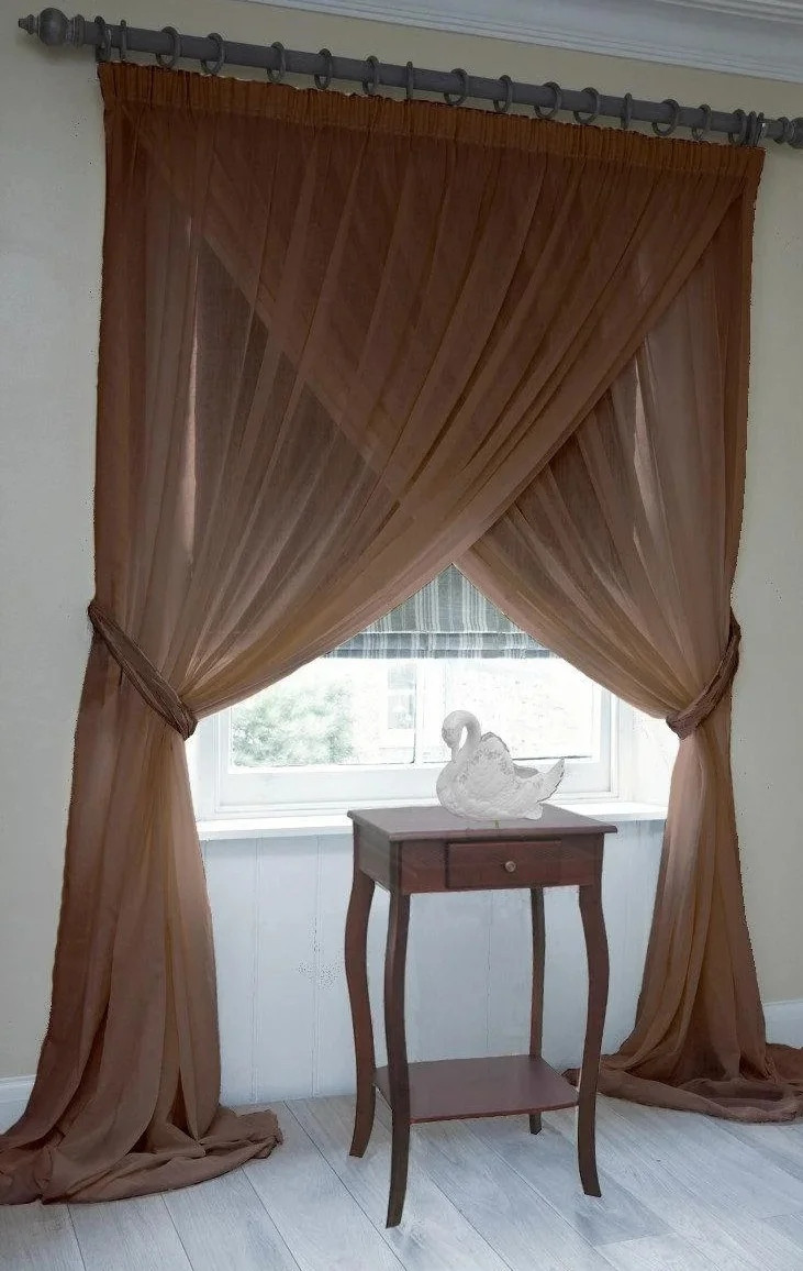 

Комплект шифонових штор Коричневый Chtextil