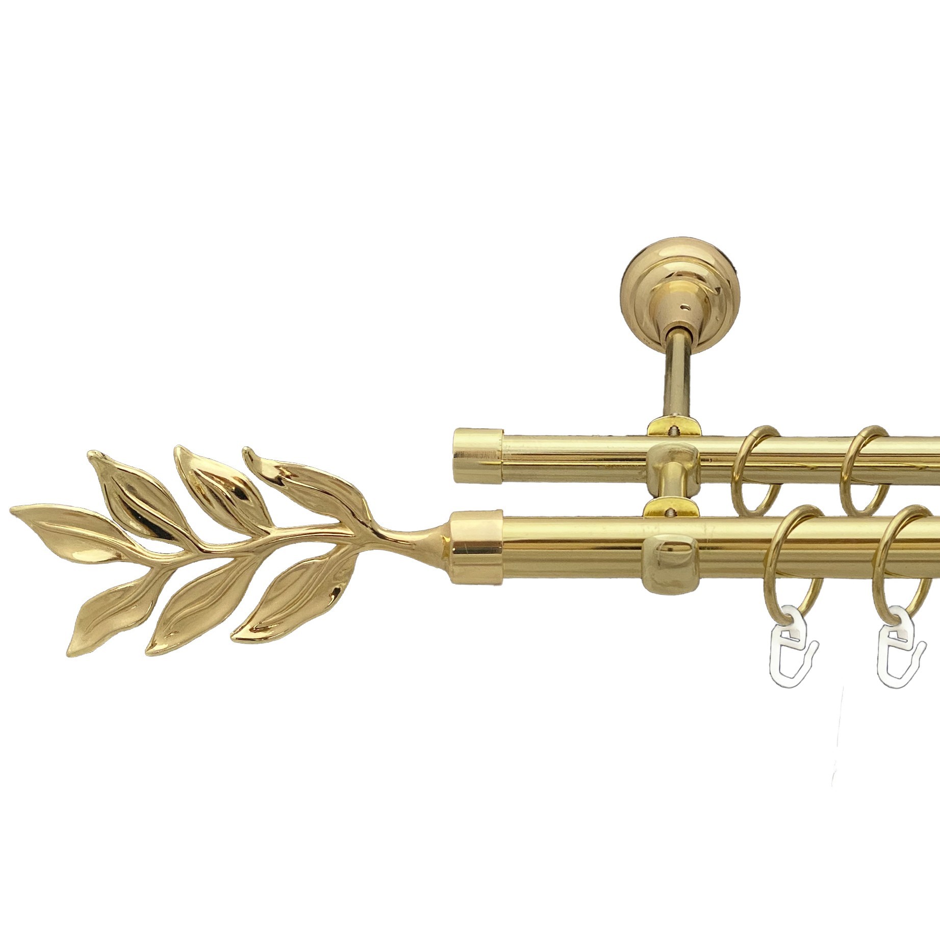 

Карниз Orvit Лавр металевий дворядний відкритий гладка труба кільце металеве Золото 19\16 мм 200 см (00-00013007)