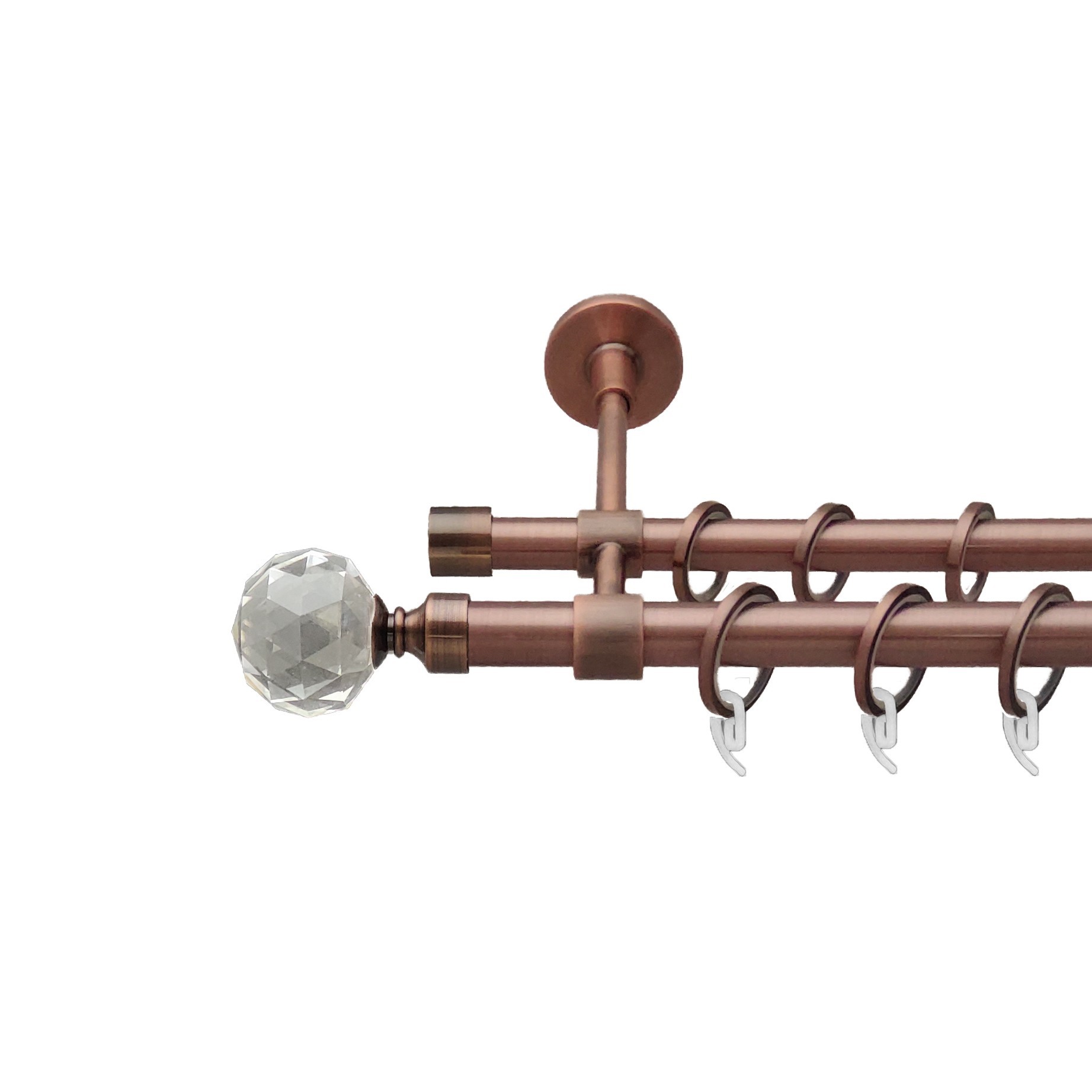 

Карниз Orvit Люміера металевий дворядний закритий гладка труба кільце фасонне металеве Мідь 19\16 мм 240 см