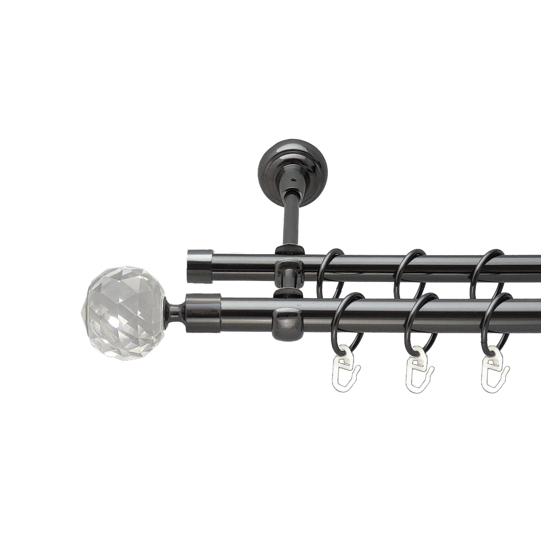 

Карниз Orvit Люміера металевий дворядний відкритий гладка труба кільце металеве Онікс 19\16 мм 240 см (00-00014887)