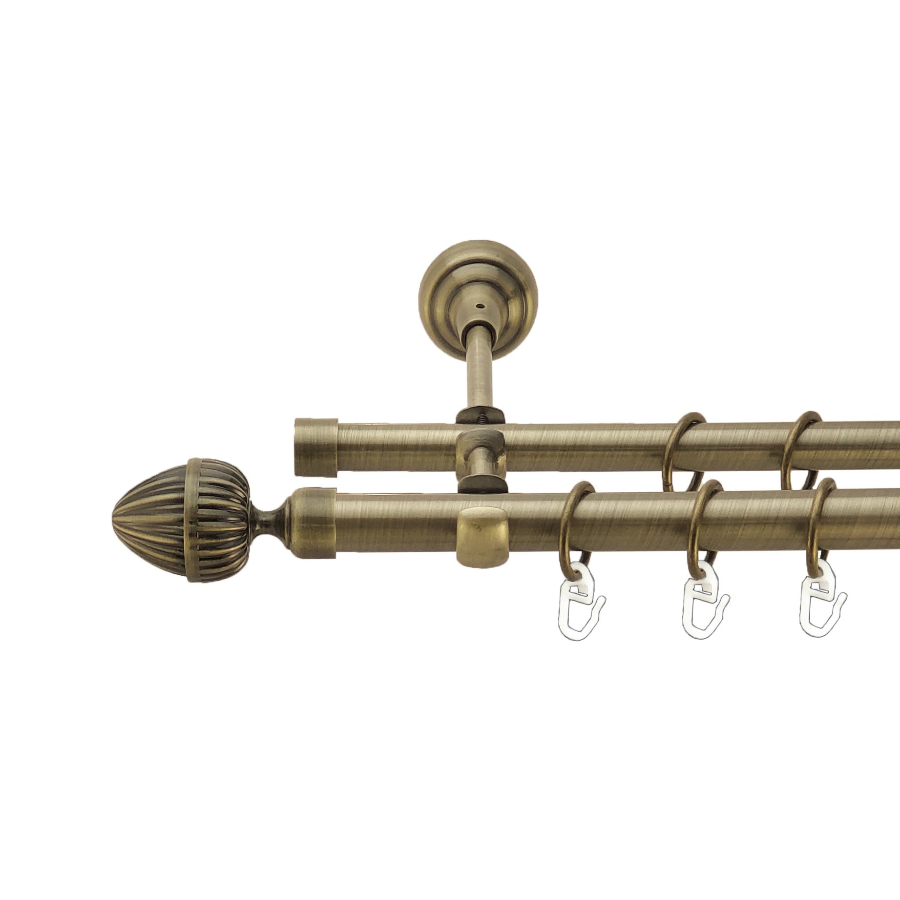 

Карниз Orvit Одеон металевий дворядний відкритий гладка труба кільце металеве Антик 19\16 мм 240 см