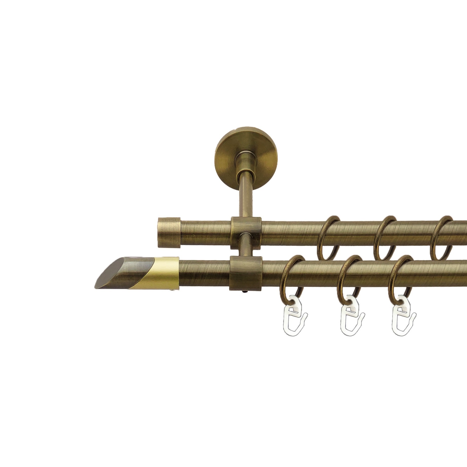 

Карниз Orvit Луна металевий дворядний закритий гладка труба кільце металеве Антик 16\16 мм 240 см