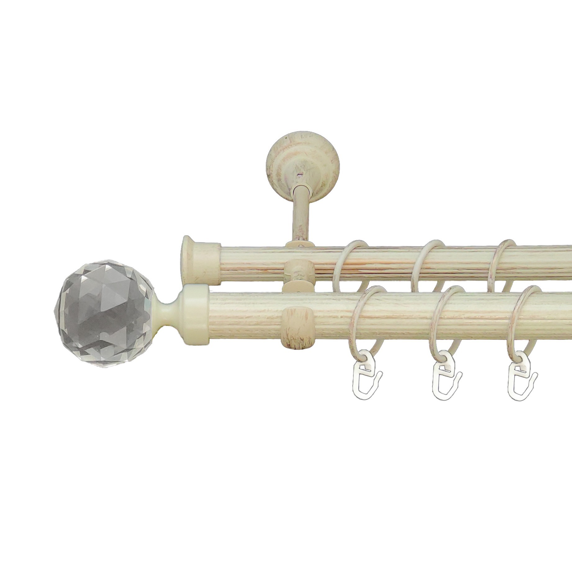 

Карниз Orvit Люміера металевий дворядний відкритий рифлена труба кільце металеве Біле Золото 25\19 мм 160 см