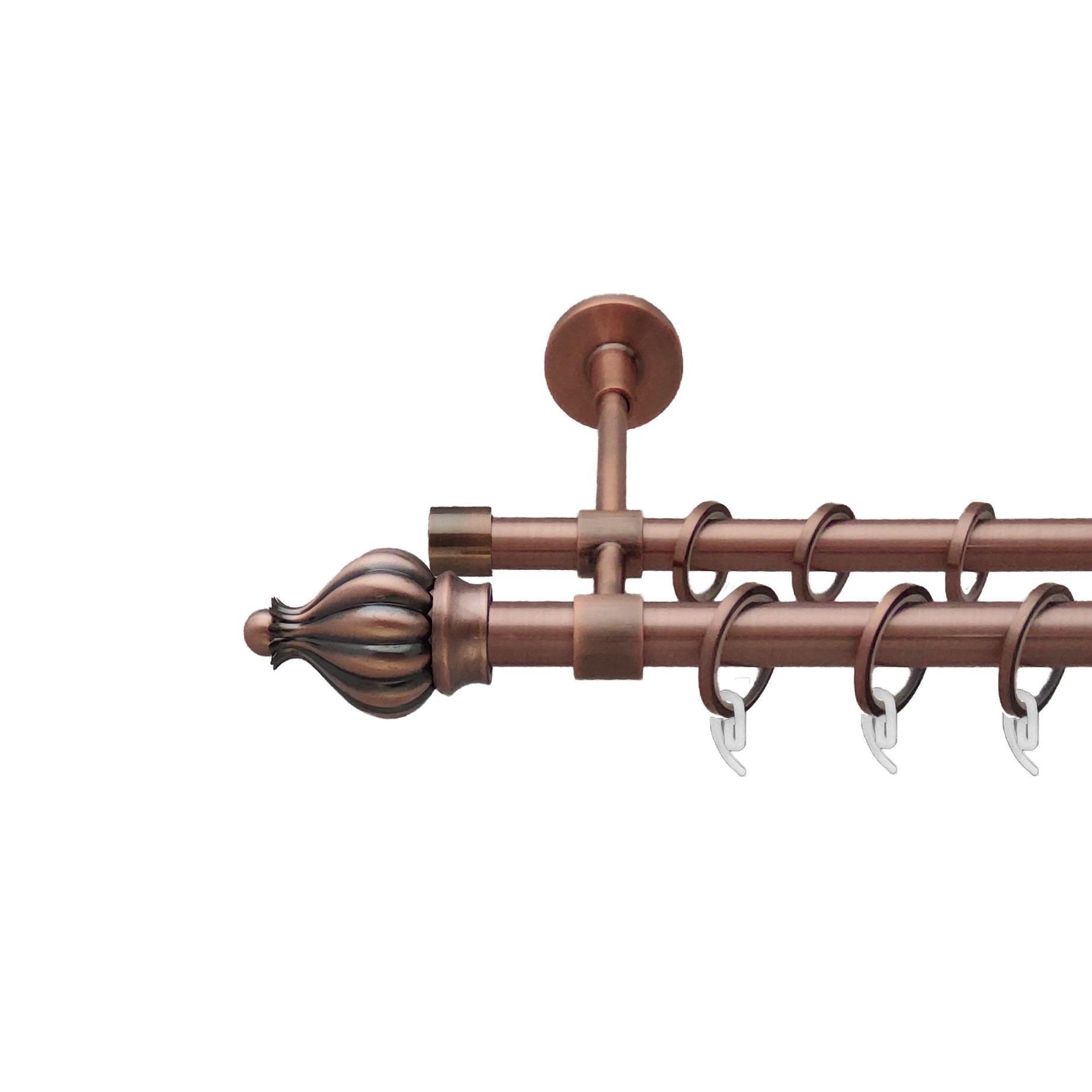 

Карниз Orvit Таджа металевий дворядний закритий гладка труба кільце фасонне металеве Мідь 19\16 мм 240 см