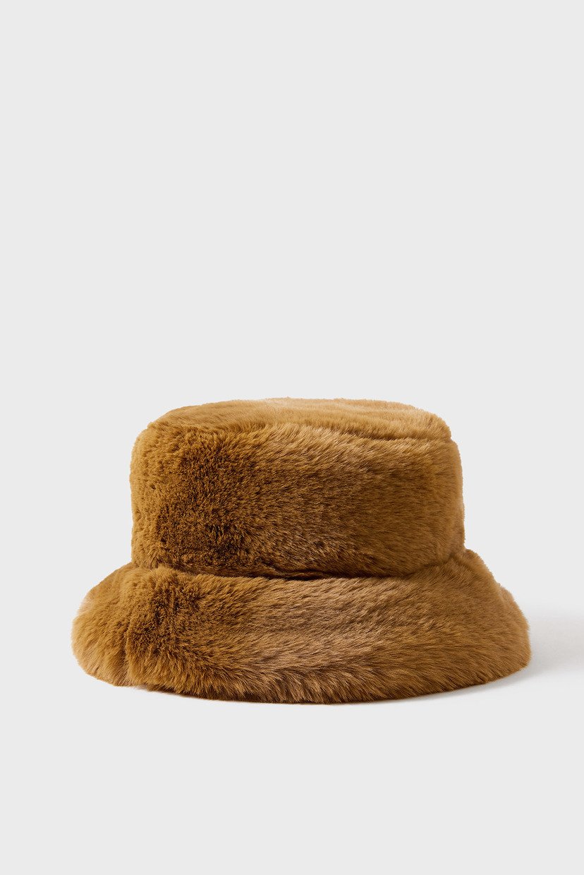 

Женская коричневая панама Luxe Faux Fur Bucket Accessorize OS 291024