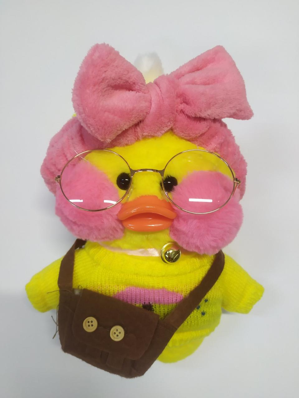 

Мягкая Утка Лалафан LaLaFanFan Duck в одежде 30см уточка в повязке жолтий светрик