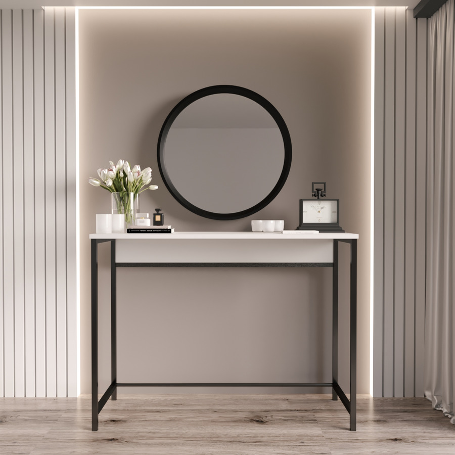 

Туалетный столик с зеркалом Фенстер Визаж Чёрный ДСП белое