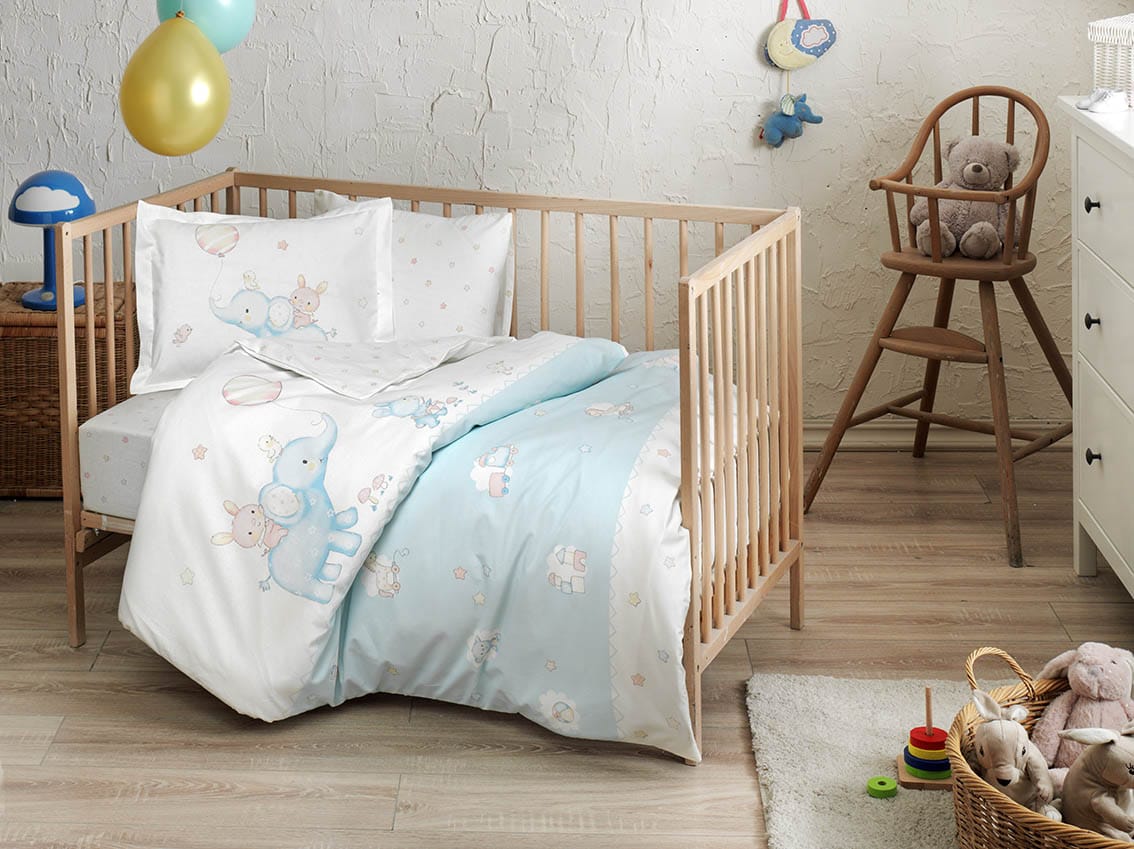

Комплект постельного белья в кроватку TAC Baby Elephant Blue Ранфорс
