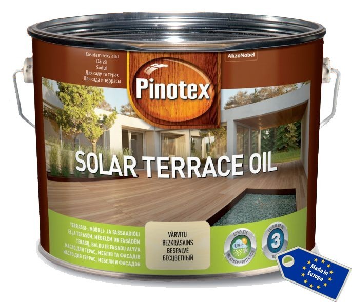 

Масло на водной основе PINOTEX SOLAR TERRACE OIL для террас, мебели и фасадов 2,33 л