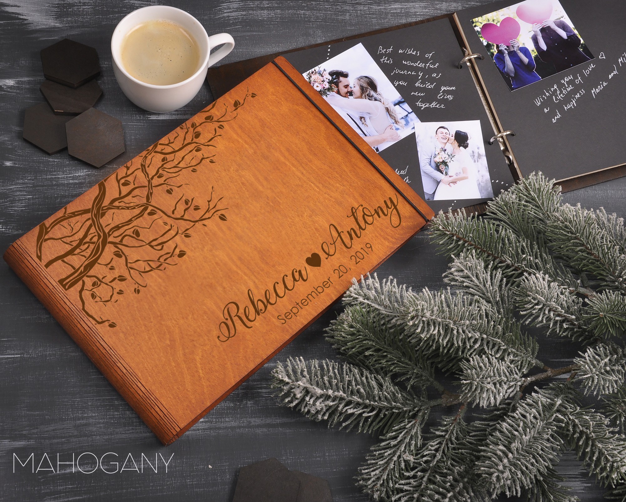 

Фотоальбом на свадьбу kb0042 EVENT CARDS на 30 чёрных страниц коричневый