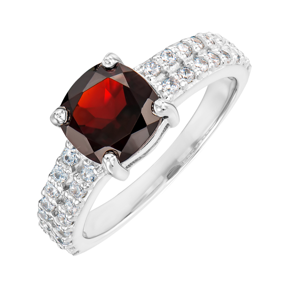

Серебряное кольцо с гранатом и фианитами 000147178 17 размера