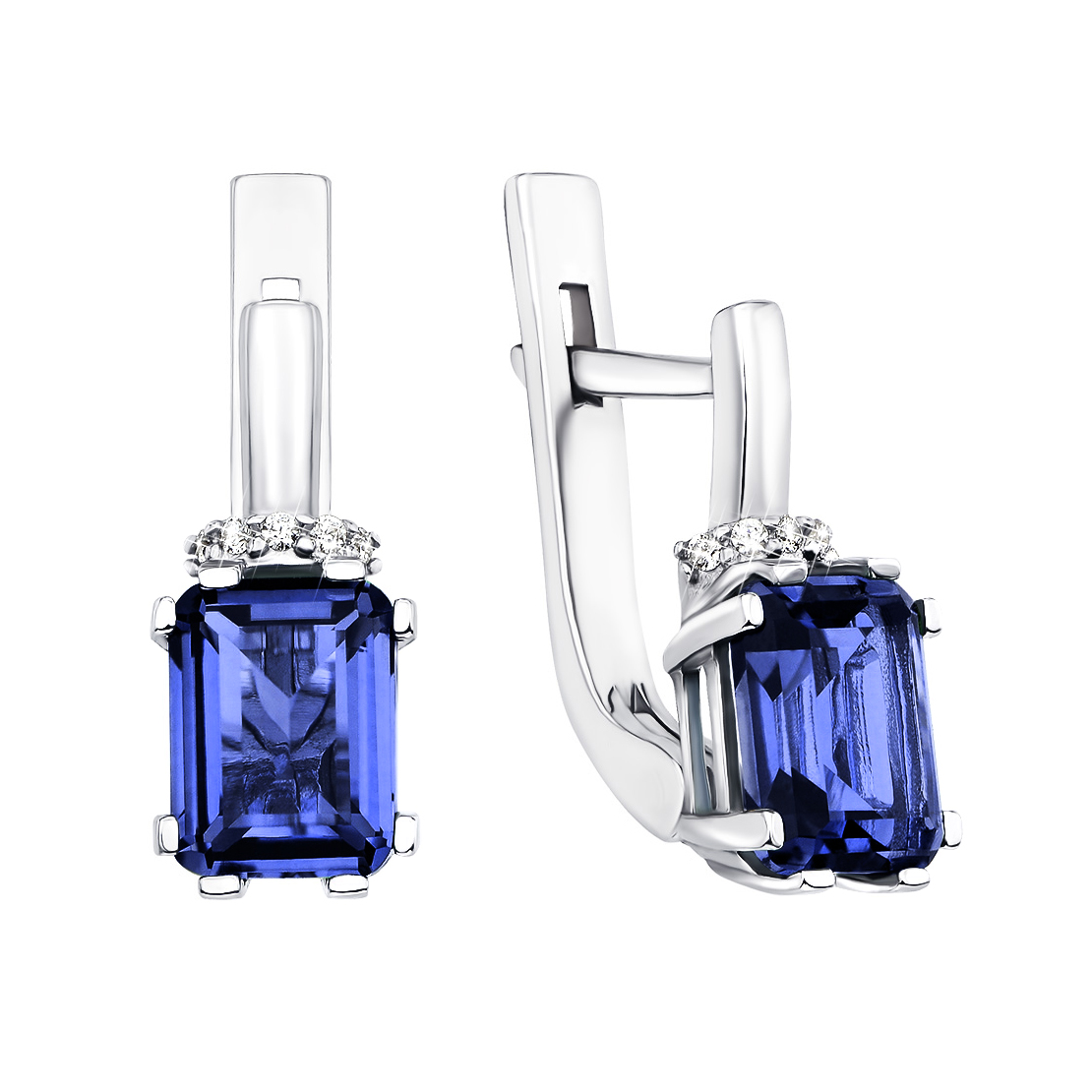 

Серебряные серьги с кварцем танзанит и фианитами 000134345