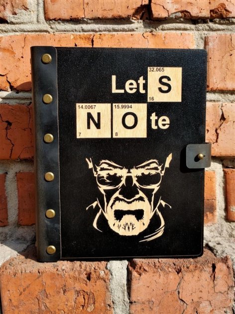 

Блокнот с деревянной обложкой и кожаным переплетом Amberwood "Lets Note" Black Edition A5 100 листов