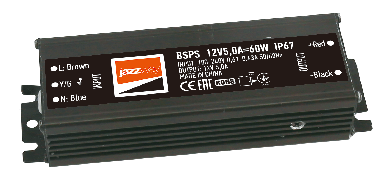 

Блок питаниядля светодиодной ленты 12V JAZZWAY BSPS 12V5,0A=60w IP67
