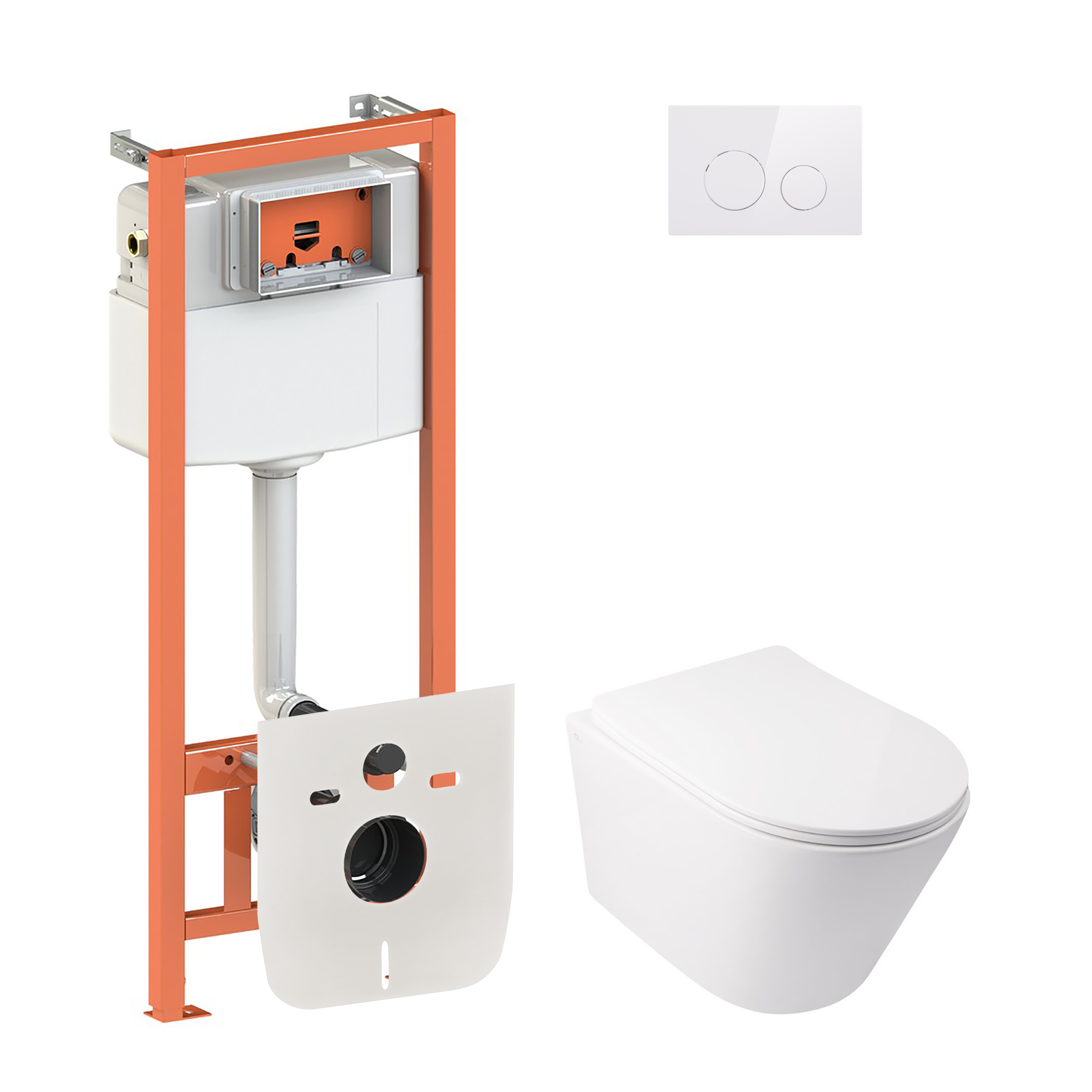 

Набор Qtap инсталляция 4 в 1 с панелью смыва Nest (QT0133M425 + QT0111M11110W) + унитаз с сиденьем Swan QT16335178W