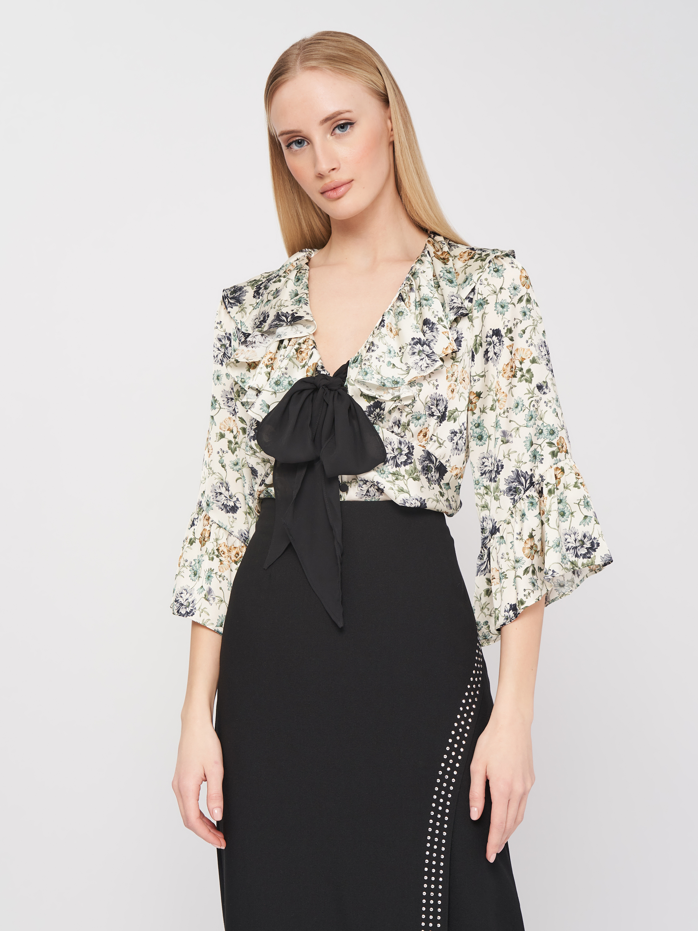 

Блузка Zara 7890/178/069  Молочная в цветы, Блузка Zara 7890/178/069 S Молочная в цветы