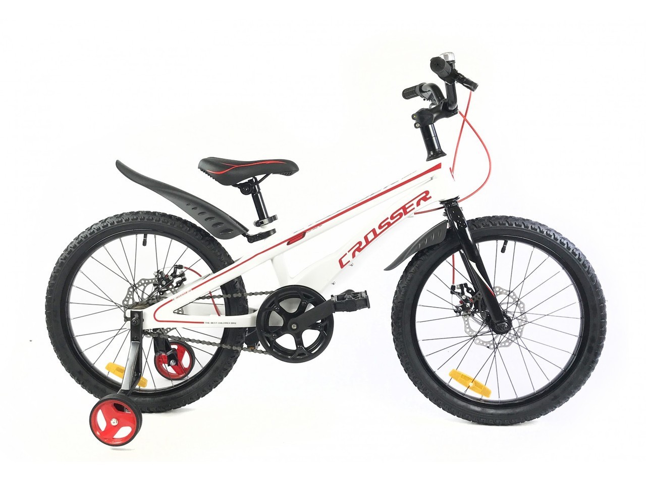 

Детский велосипед Crosser BMX 20" бело-красный Магниевая рама , Дисковые тормоза Спици