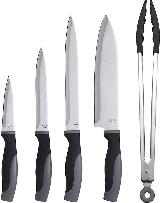 

Набор кухонных ножей Bergner In-Black, 4 ножа и щипцы, нержавеющая сталь
