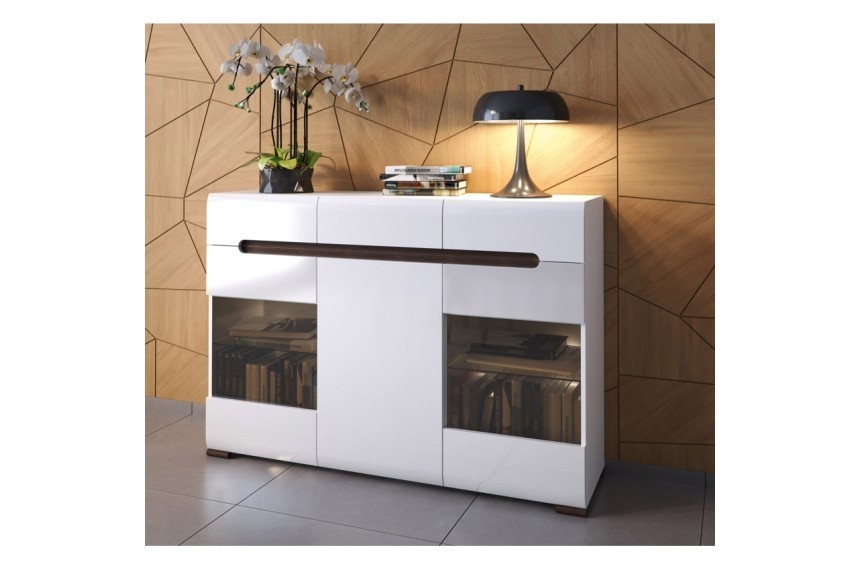 

Тумба BRW Ацтека (KOM2W1D3S/10/15) 150х104х41см белый глянец + венге
