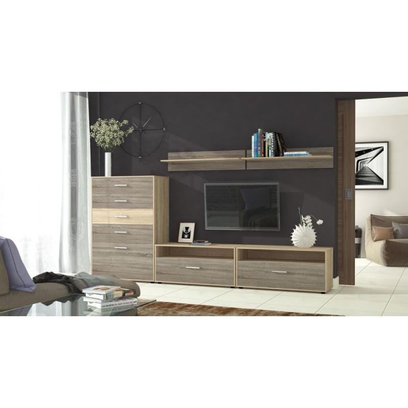 

Гостиная LUXE STUDIO Франко 2 3400х446х2100мм орех светлый + белая Аляска