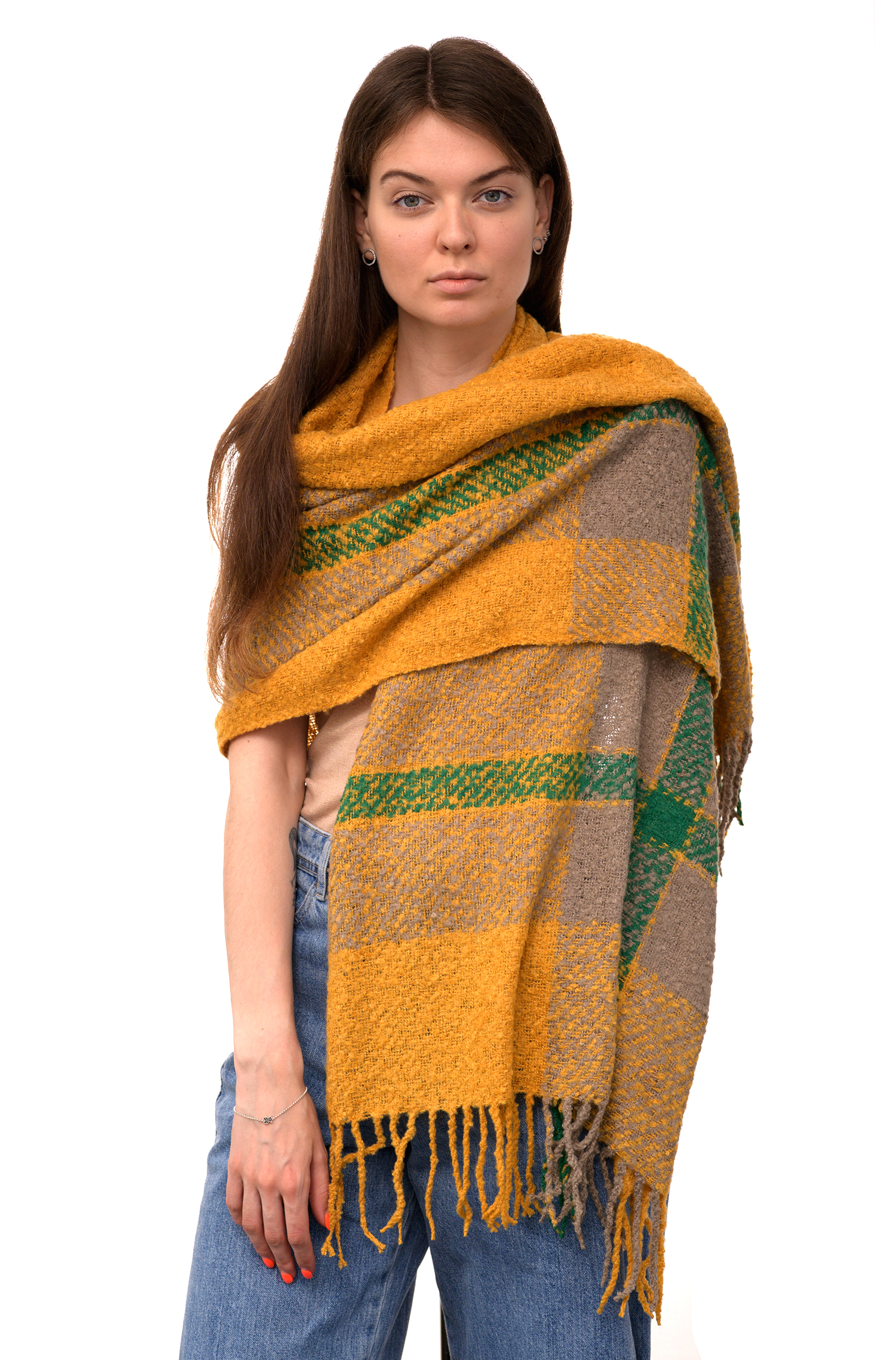 

Шарф 240 * 50 см Різнобарвний (SCT2307 yellow-gray)