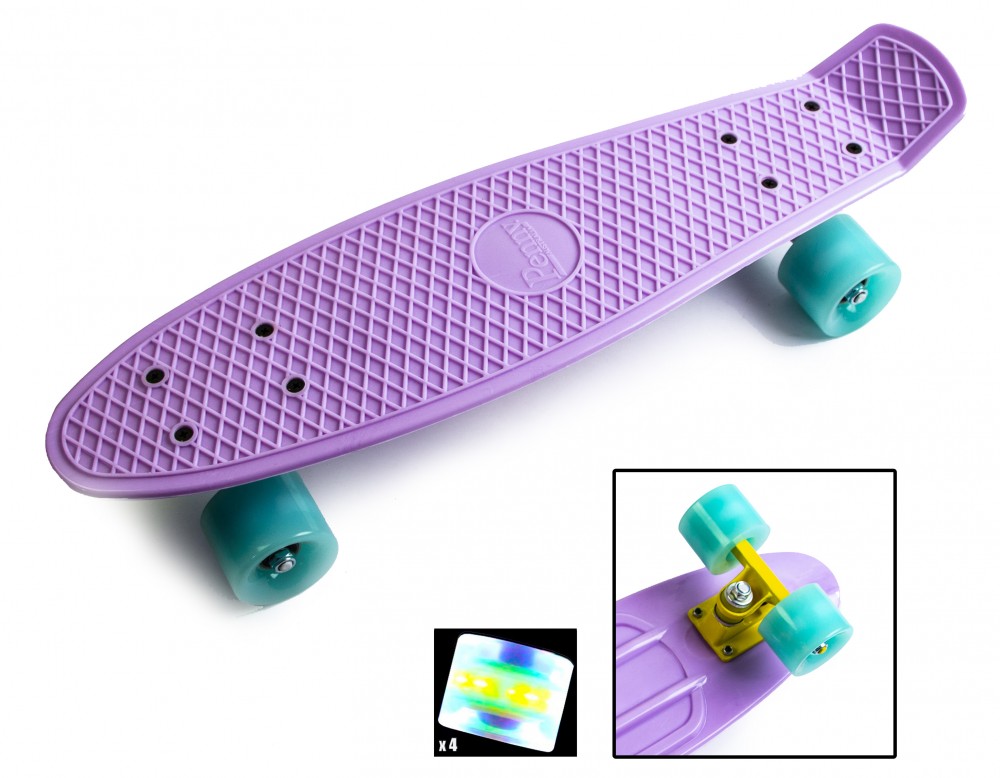 

Скейт Penny Board. Лиловый цвет. Светящиеся колеса.