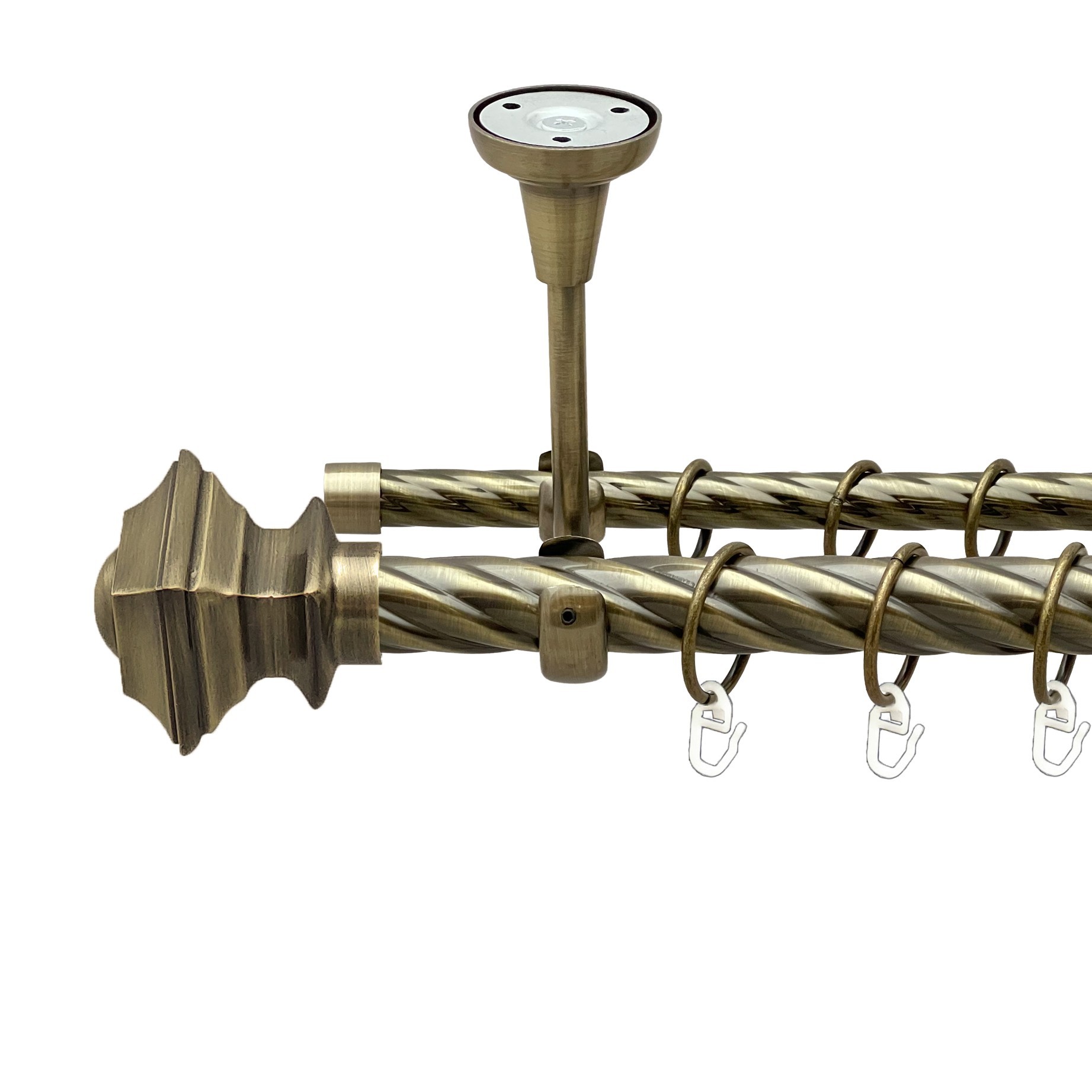 

Карниз Orvit Борджеза металевий дворядний відкритий до стелі скручена труба кільце металеве Антик 25\16 мм 160 см (00-00018958)