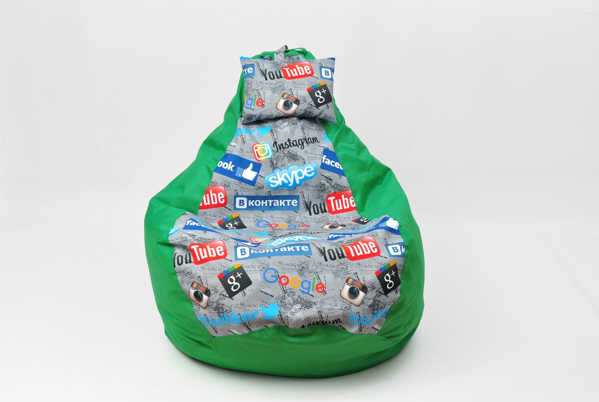 

Кресло-мешок Ecobag Груша комби 120/80 Зеленый