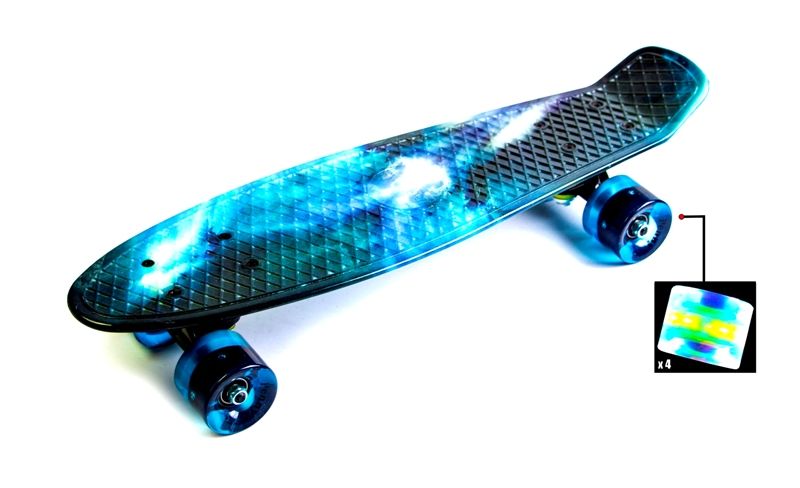 

Скейт Penny Board "Galaxy" Светящиеся колеса.