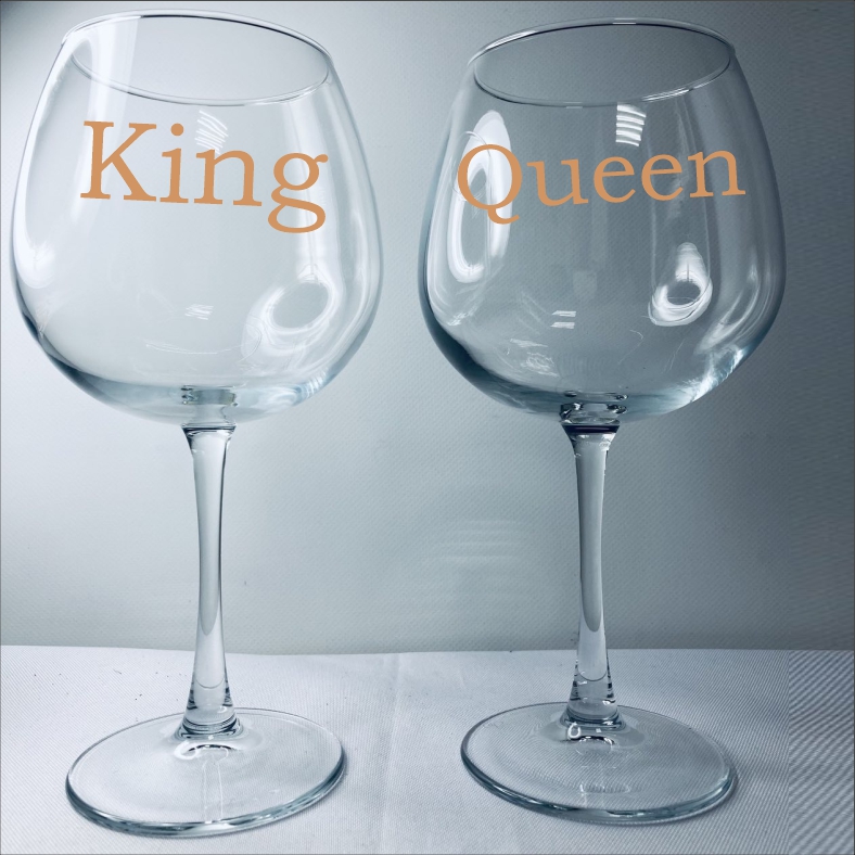 

Парні бокали для вина з написом Mr. Kitman "King. Queen" 850 мл