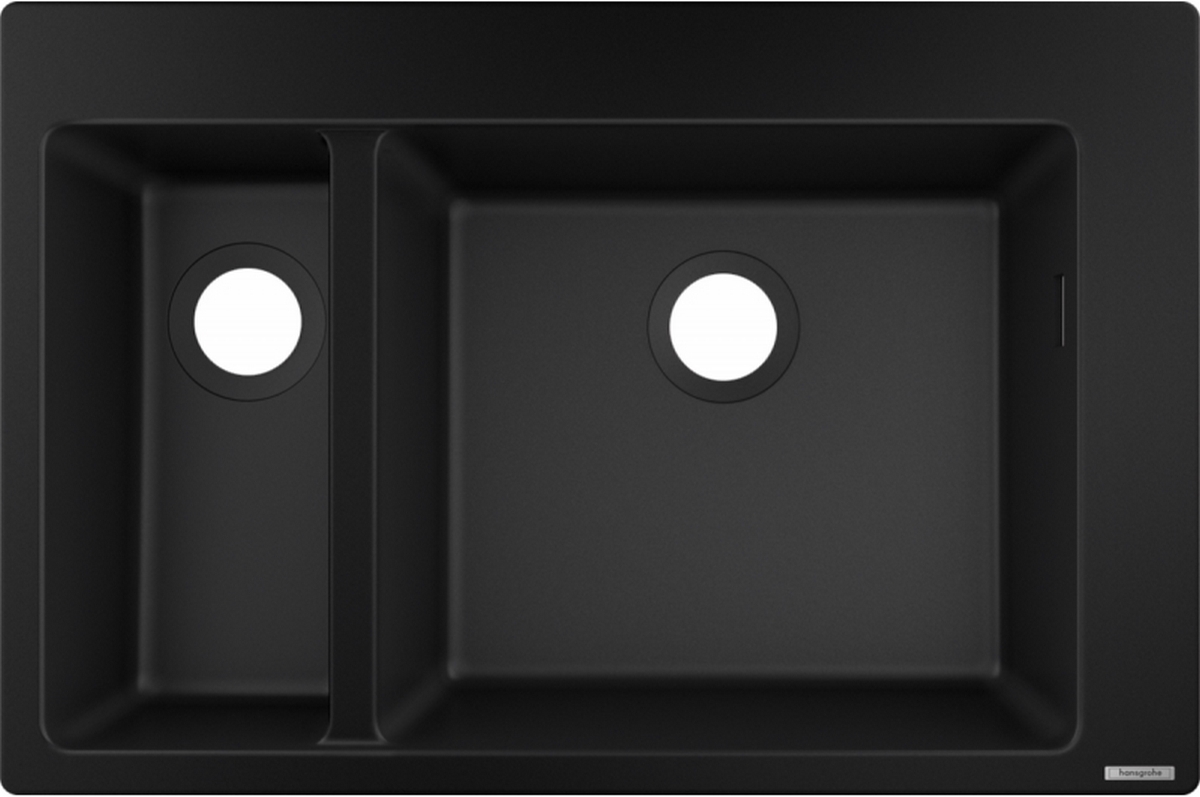 

Кухонна мийка Hansgrohe S510-F635 770х510 на дві чаші 180/450 Graphiteblack 43315170