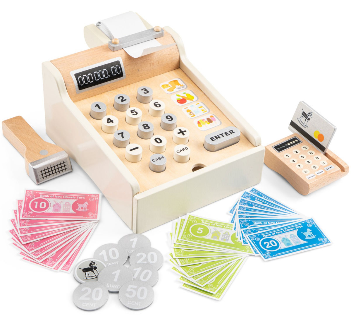

Кассовый аппарат New Classic Toys с монетами и кредитной картой 20 × 16,5 × 11 см (10651)