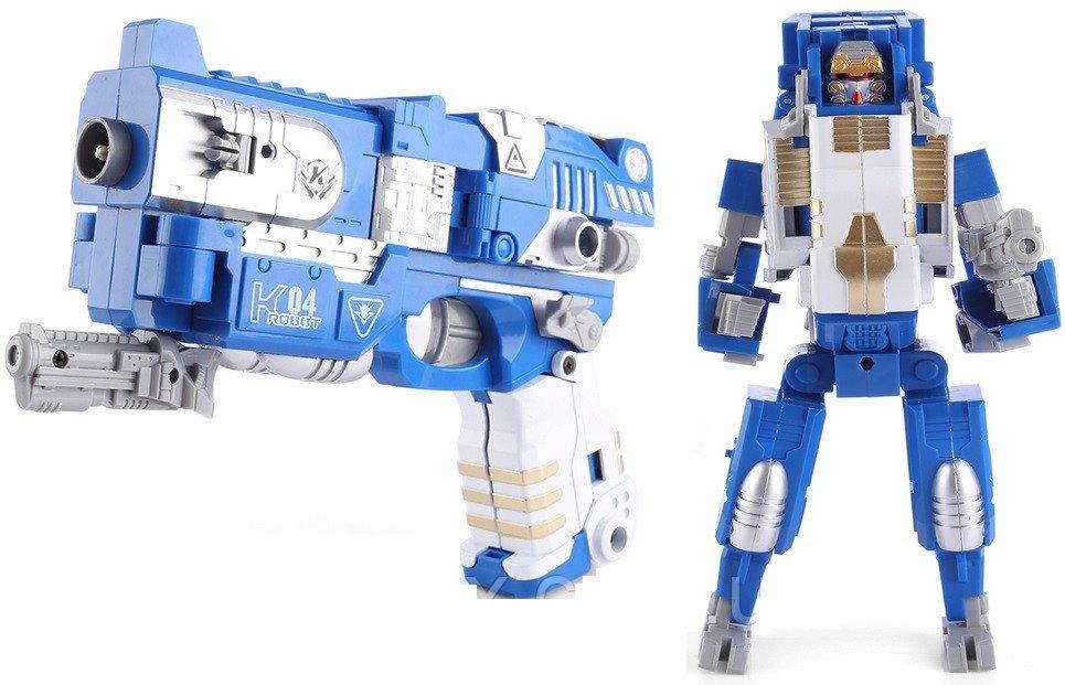 

Игрушка робот трансформер бластер KAILI TOYS стреляющий поролоновыми патронами с присосками 8 шт.(синий) 54598225SB454