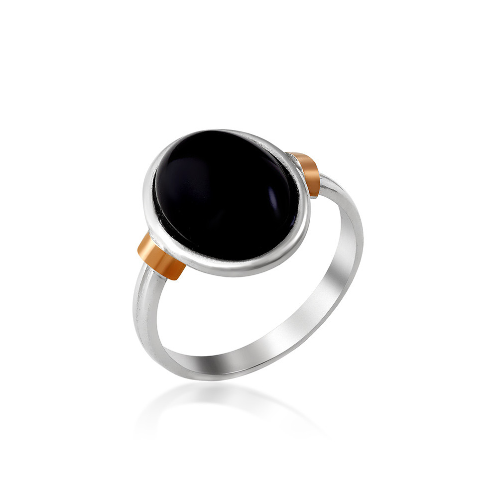 

Серебряное кольцо с ониксом Юрьев арт.490 к 18.5