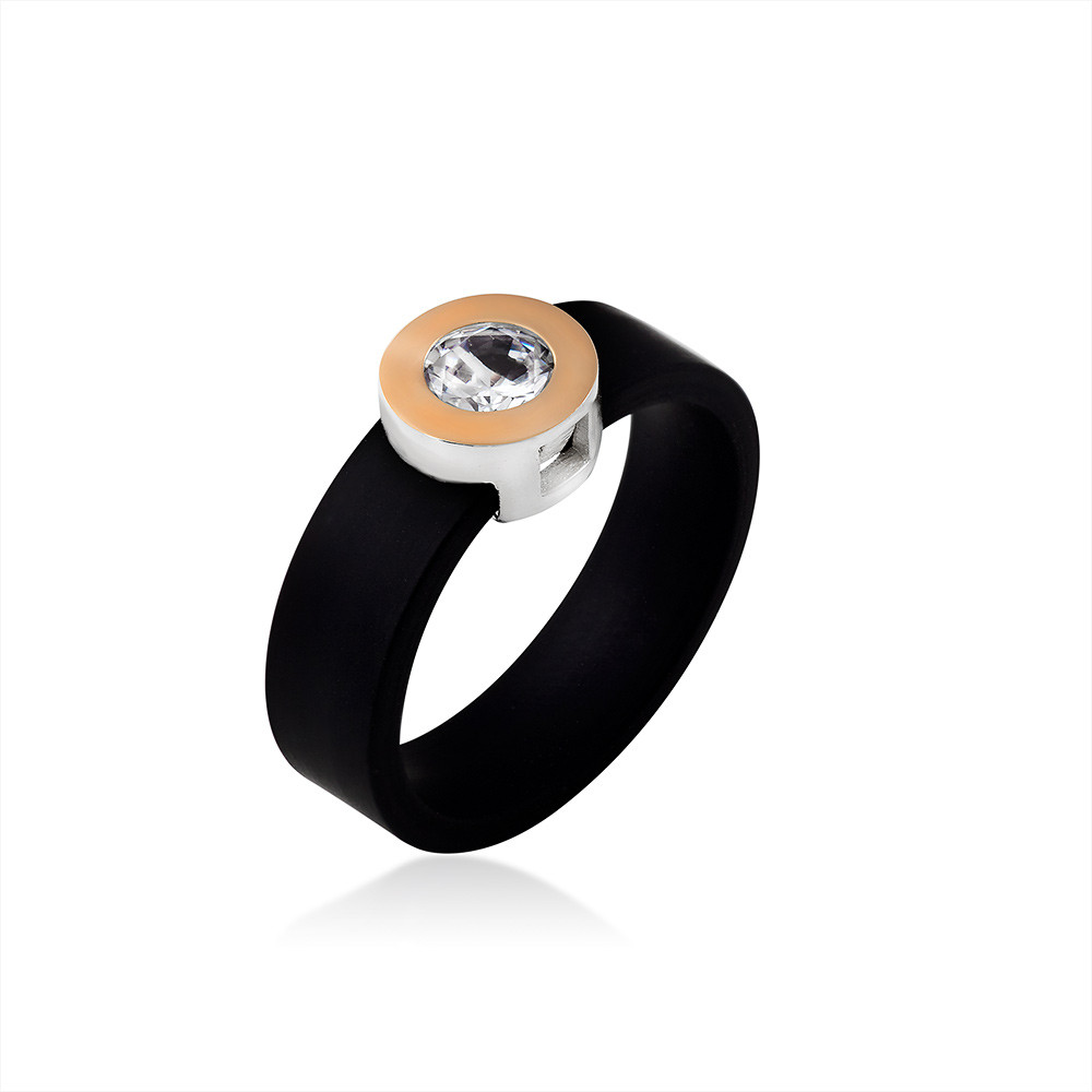 

Каучуковое кольцо с фианитом Юрьев арт.509 20.5