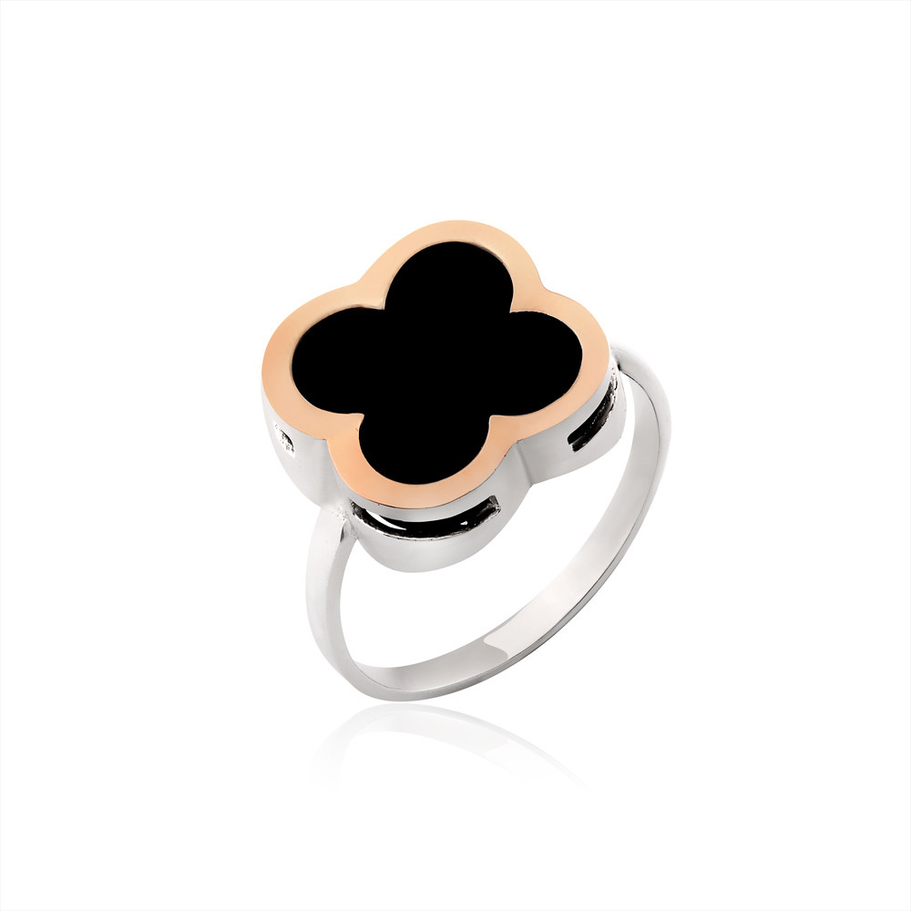 

Серебряное кольцо с ониксом Юрьев арт.497 к 17.5