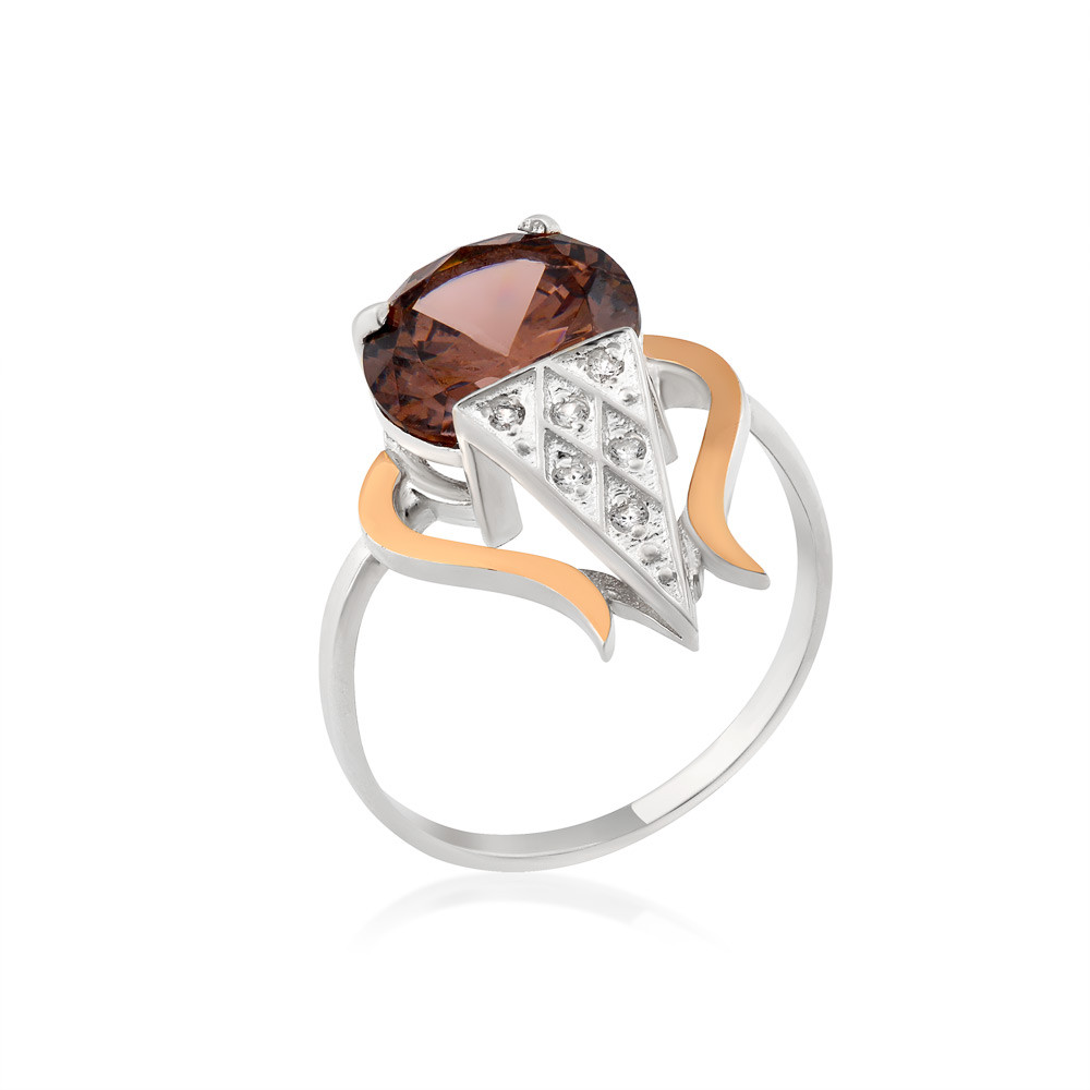 

Серебряное кольцо с фианитом Юрьев арт.522 к 18