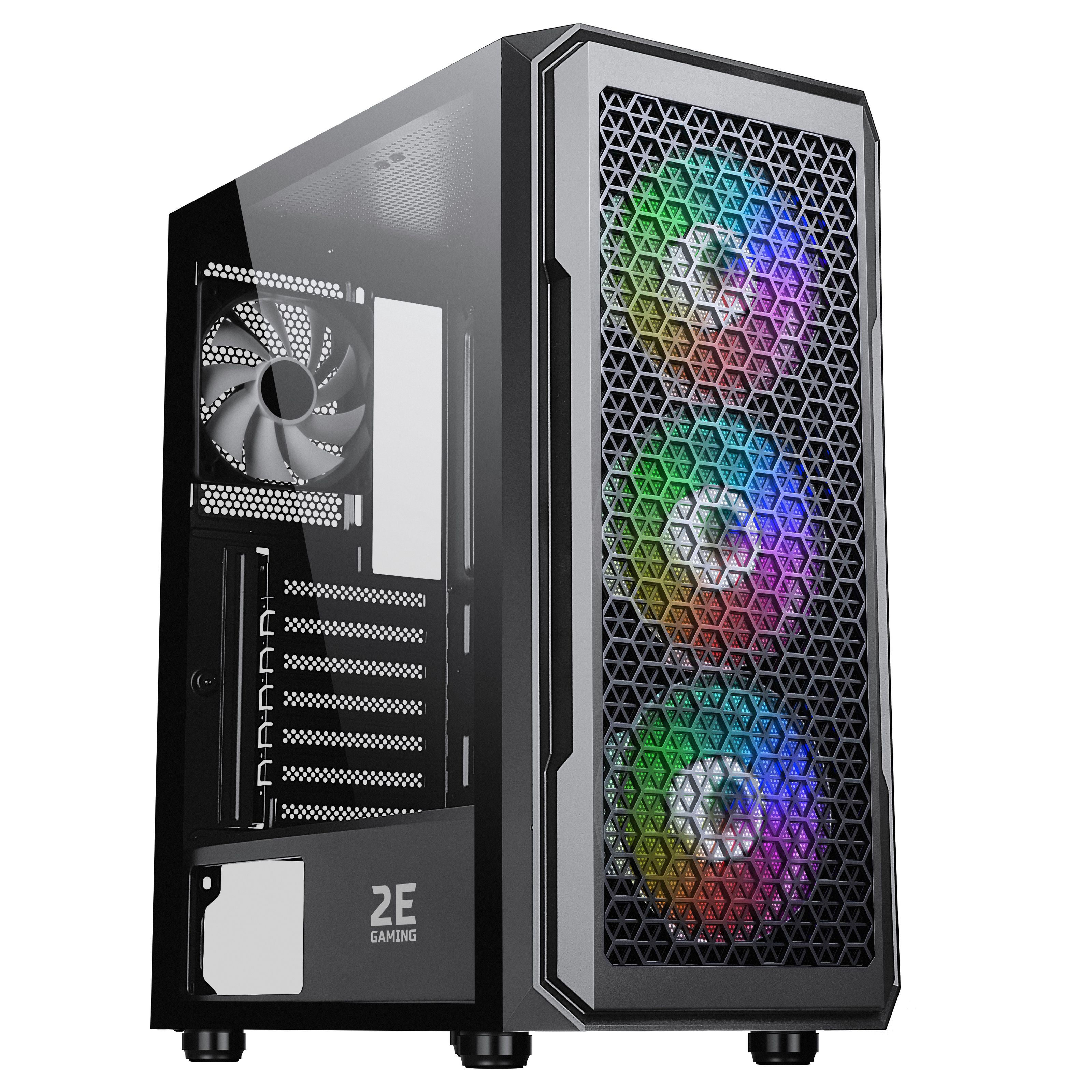 

Корпус 2E GAMING HEXAGON (G338) MidT,2xUSB2.0,1xUSB3.0,1x120+3x120ARGB,стекло (бок.пан.),без БП,чер. (2E-G338)