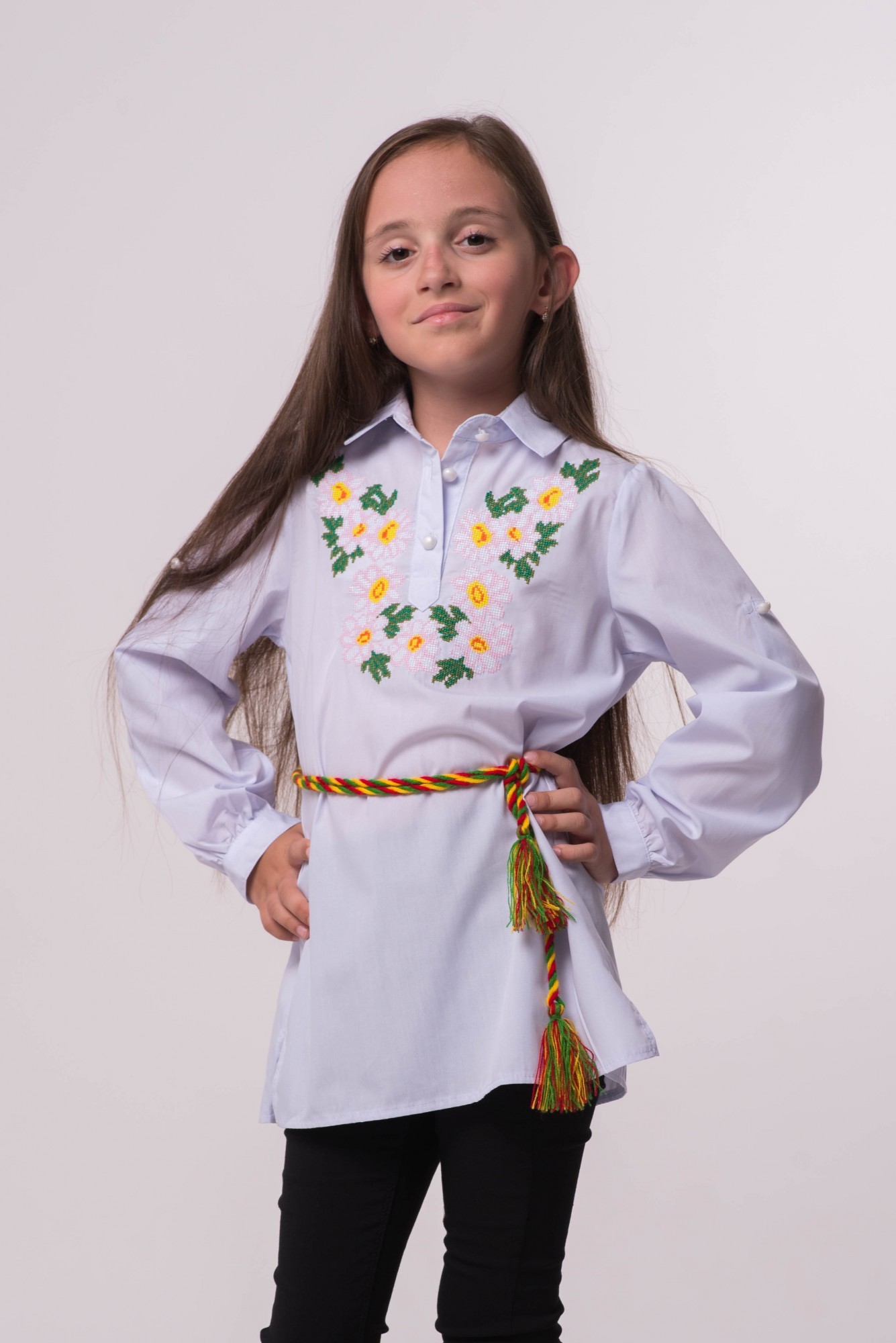 

Вышиванка Piccolo L Ромашка розовая 128 см Белая 180290