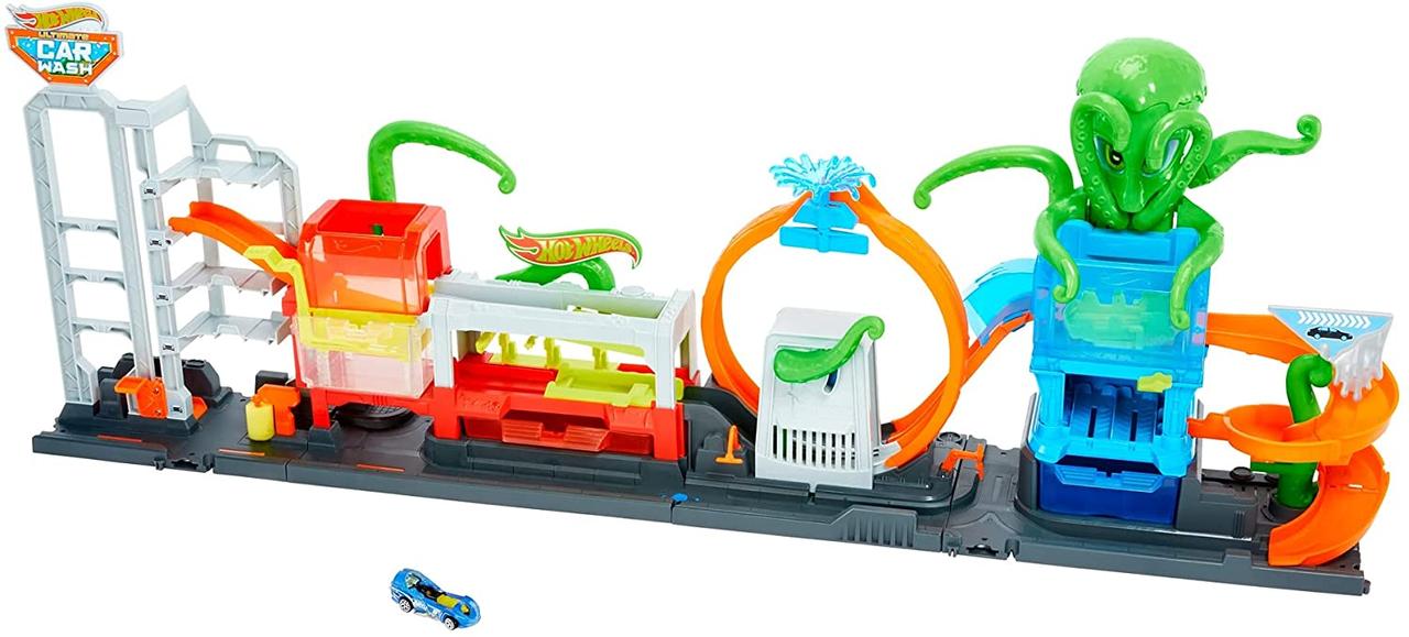 

Трек Хот Вилс Цветное перевоплощение Автомойка Взрыв цветов Hot Wheels City Ultimate Octo Car Wash Playset