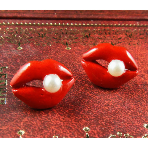 

Сережки Only Губки з перлинкою (f105)