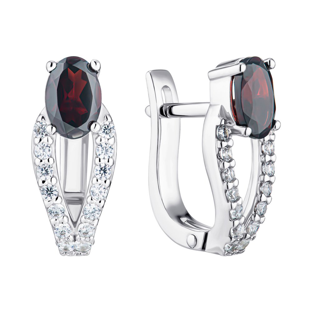 

Серебряные серьги с гранатами и фианитами 000145947
