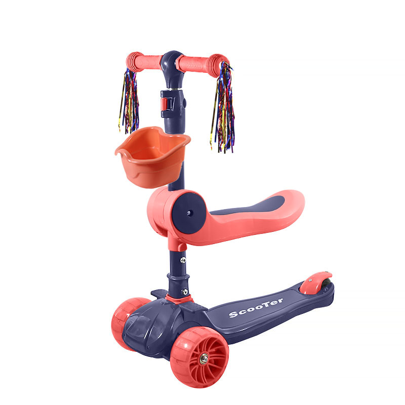 

Детский самокат 2 в 1 Scooter BAQ-016-8 Темно синий трехколесный с сиденьем для мальчика девочки