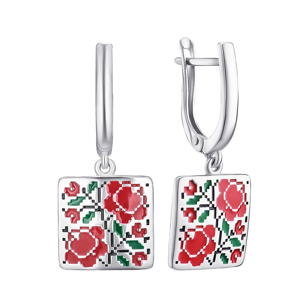 

Серебряные серьги с эмалью 000148824
